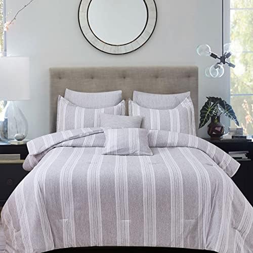 Nelaukoko Twin Comforter Set, 68x88 Inches Twin Comforter Set Cationic Dyeing Striped Comforter Bedding Set, Single Reversible Bed Comforter with 1 Standard Size Pillow Sham (20"x26") for All Seasons