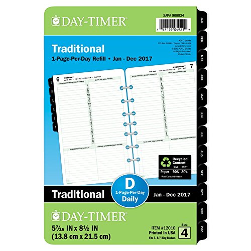 Télécharger Day-Timer Recharge Agenda journalier 2017, une page par jour, classique, 5-1/2 x 8-1/2 cm, format bu Francais PDF
