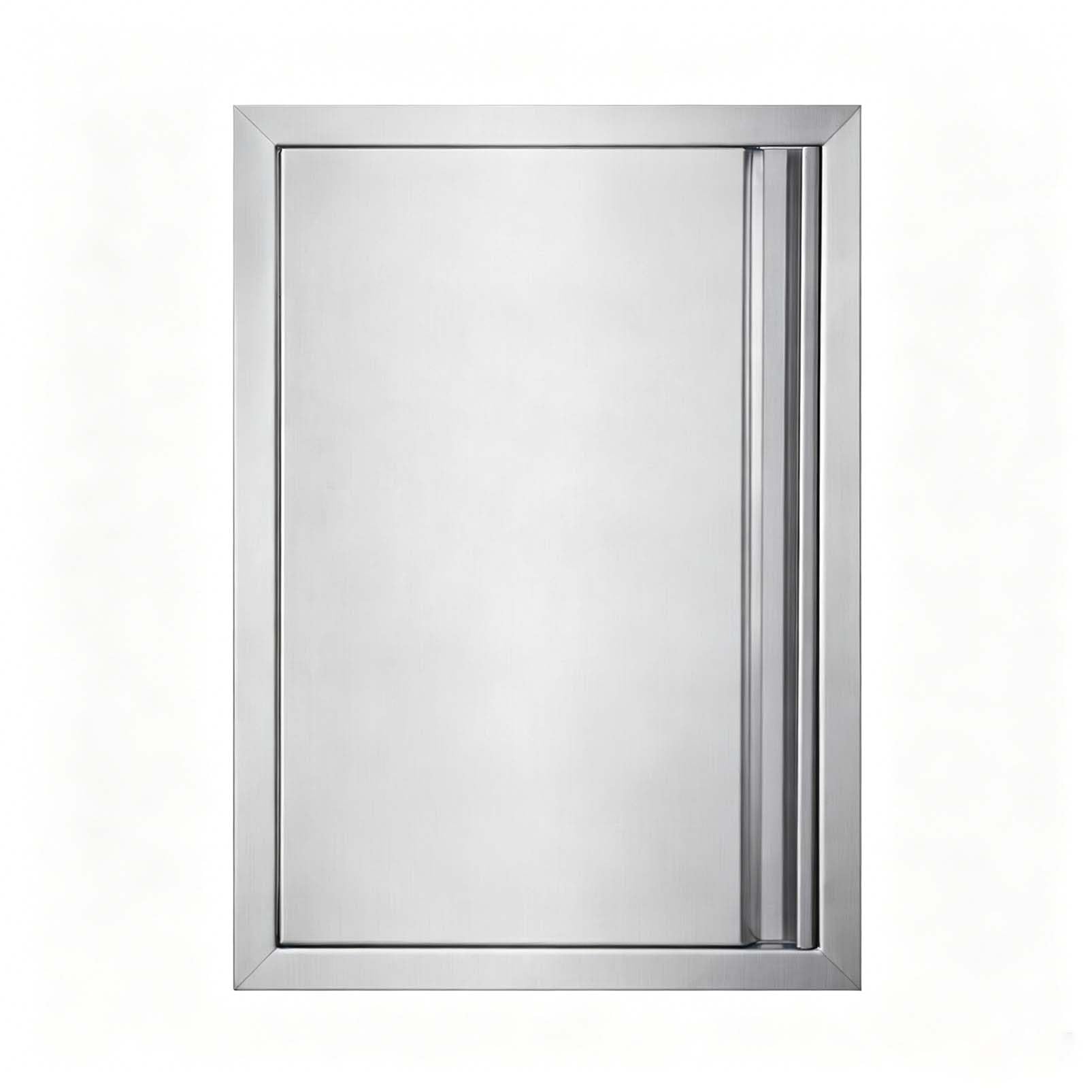 JIE JIN Outdoor Kitchen Door 17" W X 24" H Single Doors BBQ Access Door BBQ Island Door 304 Brushed Stainless Steel Flush Mount Door for Outdoor Kitchen BBQ Island Outdoor Cabinet Doors