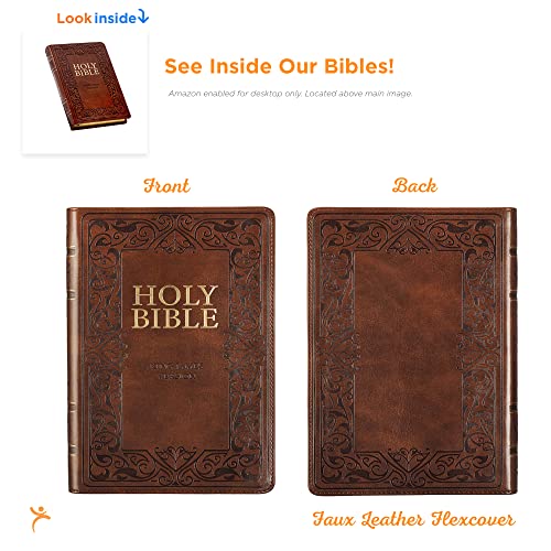 Kjv Holy Bible, Standard Size Faux Leather Red Letter Edition - Thumb Index & Ribbon Marker, King James Version, Medium Brown #TOP1