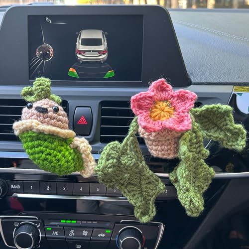 Image of Crochet flower Car Vent Clips,Car Air Freshener Vent Clip,Car Accessories Interior Aesthetic Car Accessories Gifts for Women Girls