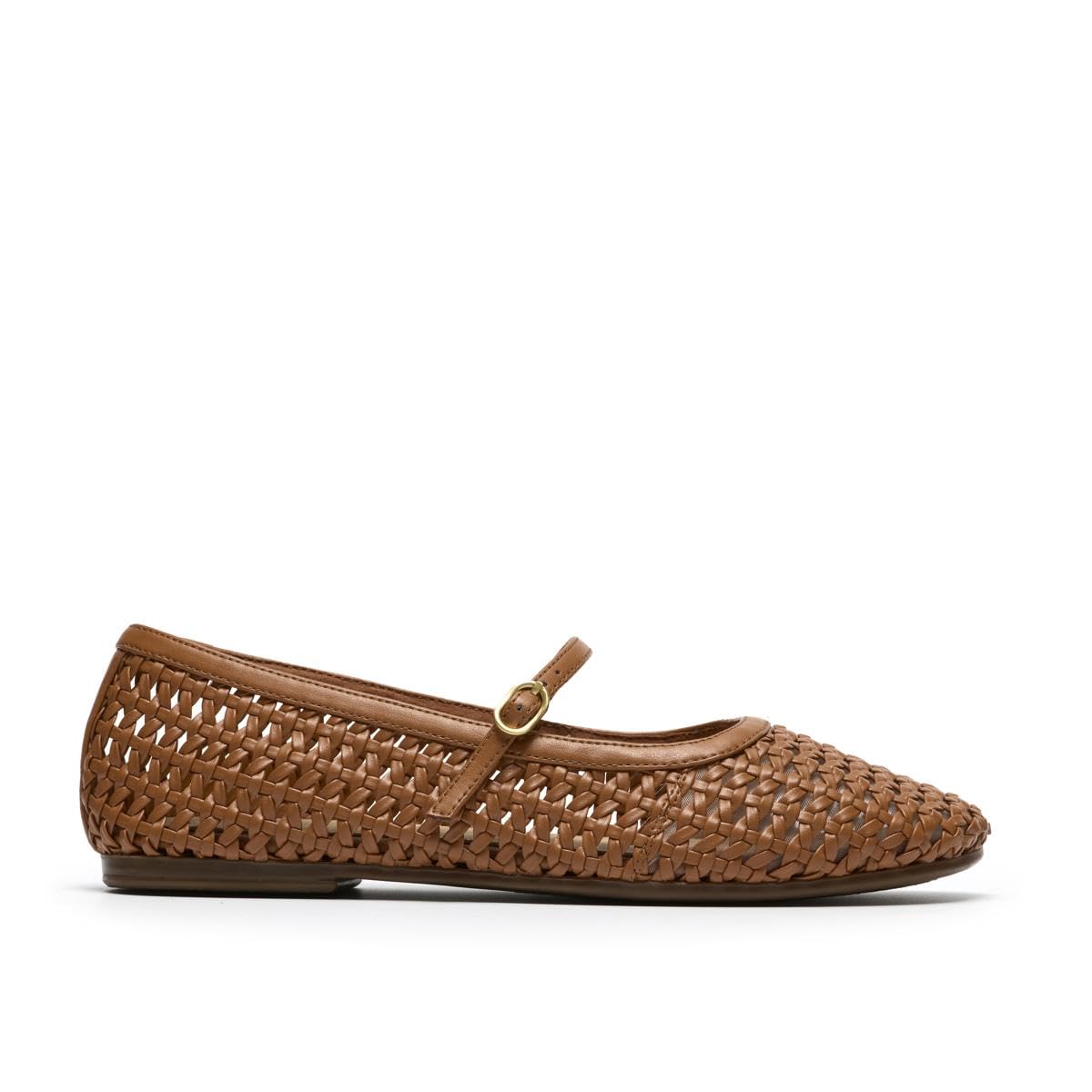 Clarks Livia Sky Openwork Leather Mary Jane Ballet Pumps Unisex Tan Size 37 (4)