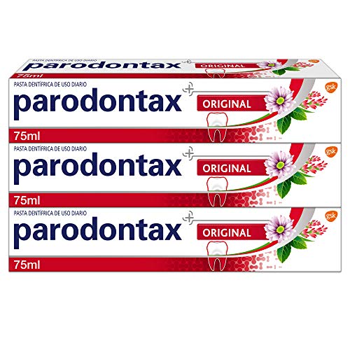Parodontax Original - Pasta de dentes que ajuda a deter e prevenir o sangramento de gengivas, sabor menta e gengibre, pacote de 3 x 75 ml