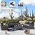 Kullavik Outdoor Patio Furniture Set 6 Pieces Sectional Rattan Sofa Set Brown PE Rattan Wicker Patio Conversation Set with 5 Seat Cushions and 1 Tempered Glass Table,Grey