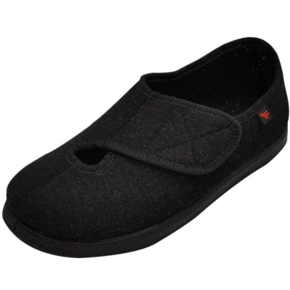Chaussures diabétiques et pantoufle extra large noire, cadeau utile pour senior