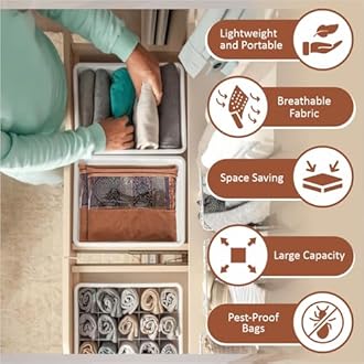 JD FRESH 24 Pcs Large Non-Woven Saree Covers For Storage/Saree Bags with Zip/Multi-Purpose Lehenga Storage Bag/Clothes Covers for Dresses/Sarees/Lehengas (14x17 Inch)