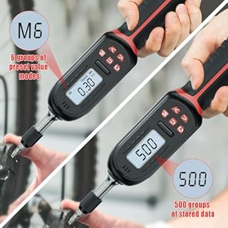 VANPO Cacciavite dinamometrico digitale da 1/4 di pollice, 0,3-6 Nm Cacciavite dinamometrico regolabile, Set di cacciaviti dinamometrici con display LED / cicalino per riparazioni di biciclette