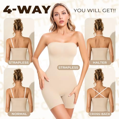 Strapless Shapewear Bodysuit for Women Tummy Control Full Body Shaper Snacthed Bodysuit Seamless Under Dresses3