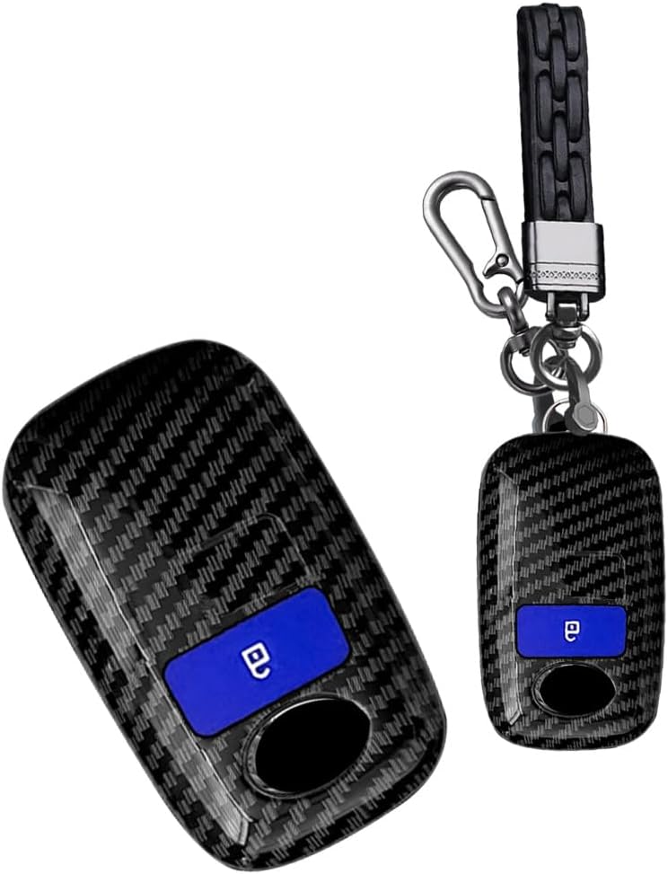 HIBEYO ABS Key Fob Cover for Daihatsu Rocky Tanto LA600S 150S 800S for Toyota Yaris Vitz RAIZE Accessories with Keychain Smart Remote Auto Key Key Case Holder-Blue