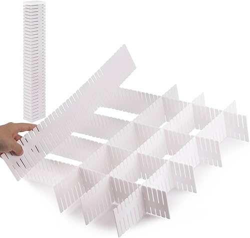 Miniatura 8 de Ohlove 40 separadores organizadores de cajones de 17 x 2.8 pulgadas, organizador de almacenamiento ajustable para calcetines, ropa interior,