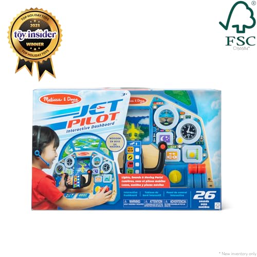 Melissa & Doug Jet Pilot Interactive Dashboard Wooden Toy for Boys and