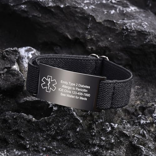Pulsera médica ajustable con grabado para hombres y mujeres miniatura 5