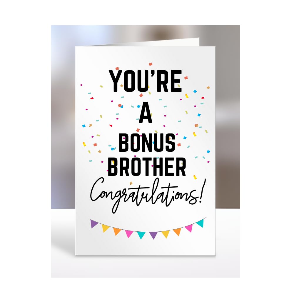 You're a Bonus Brother card, gifts for men, women, him, her, female, male, presents for Christmas, new, congratulations, baby, you are, A5-173_25 — image 1