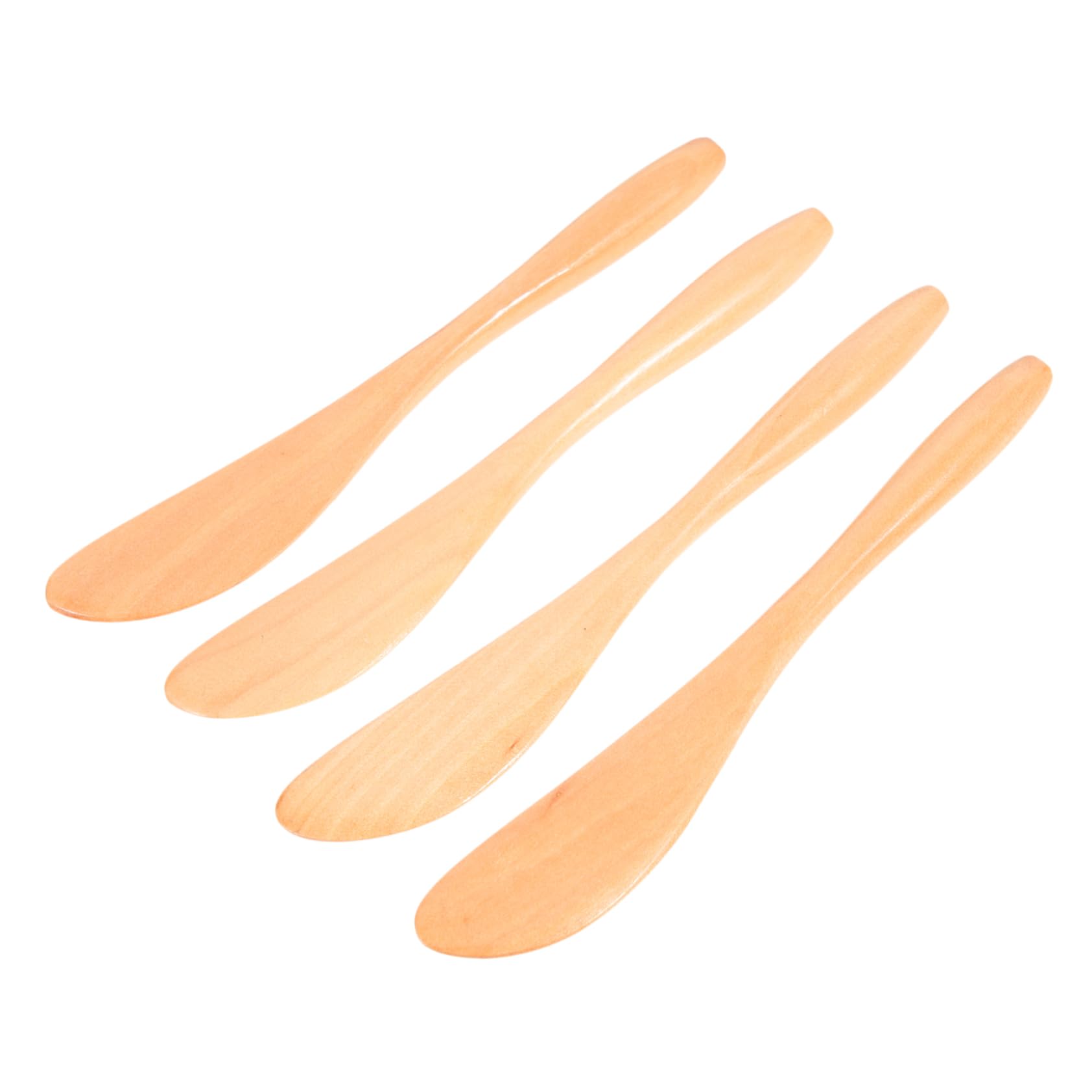 Unomor Japanese Style Wooden Butter Knife Set 4pcs Cheese Spreaders Non-stick Portable Household Odorless Comfortable to Hold for Baking Cooking