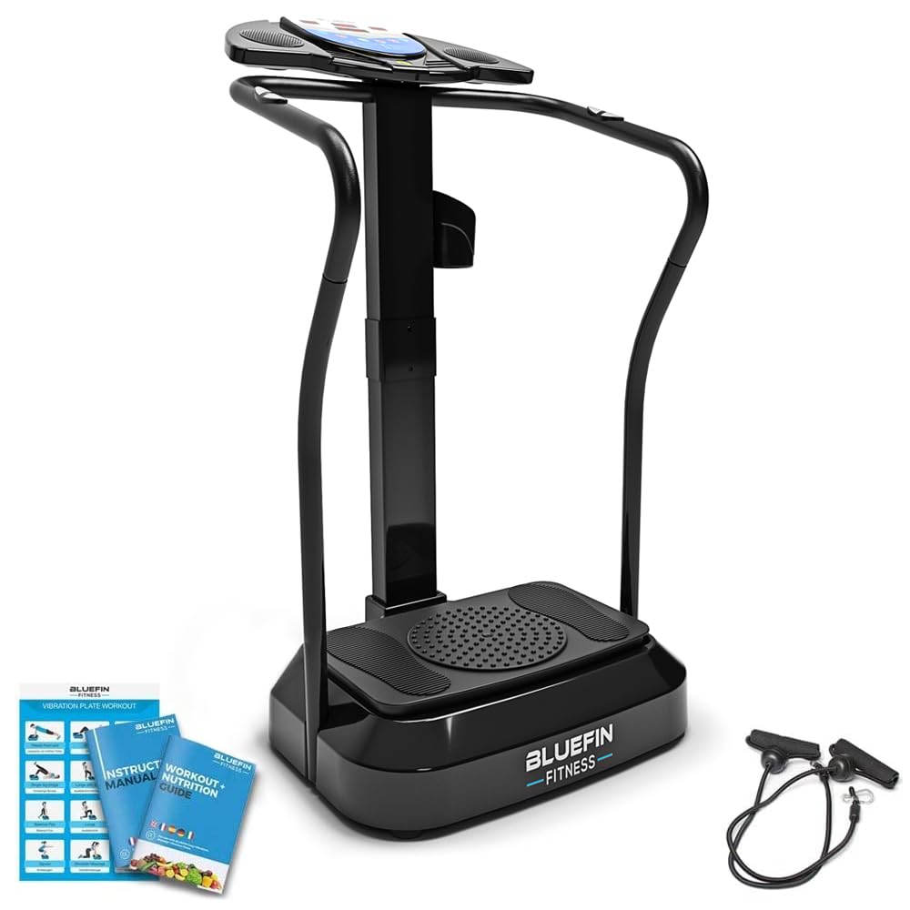Bluefin Fitness Vibration Platform Pro Model Upgraded Design with Silent Motors and Built in Speakers Build Muscle at