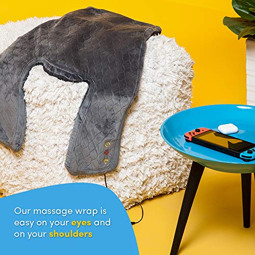 Vibration Massage Wrap with Subtle Heat | Adjustable Intensity, Soft Fabric | Shoulder Massage, Relieves Neck, Upper Back, Shoulder Tension | Gray - Thumbnail 7