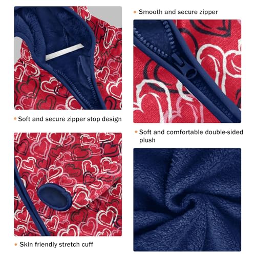 Valentine's Day Hearts Girls Fleece Jacket Girls Fall Jacket Girls Zip Up Hoodie Girls Sherpa Jacket 2-10T3