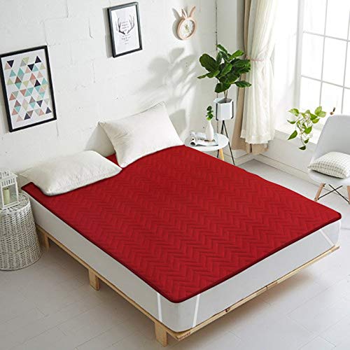 Image of CASA-NEST Waterproof Dust-Proof Quilted Cotton Mattress Protector for King Size Bed - 78 inchx72 inch, RED Color