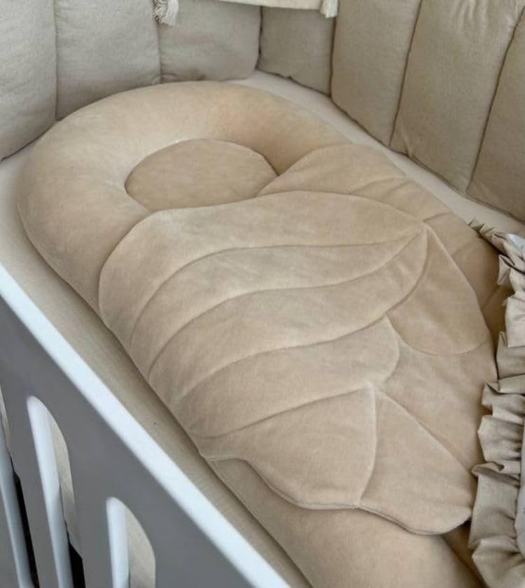 Handmade Baby Play Lounger – Soft Cotton Nest for Tummy Time, Diaper Changes & Play – Hypoallergenic Materials – Two Size Options (Beige, Maxi)