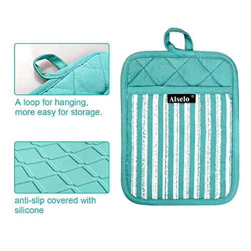 Alselo Silicone Pot Holders Set Of 3 Heat Resistant & Non Slip Potholders, Professional Oven Hot Pads With Pockets Mitts For Kitchen Cooking Baking Barbecue #TOP2