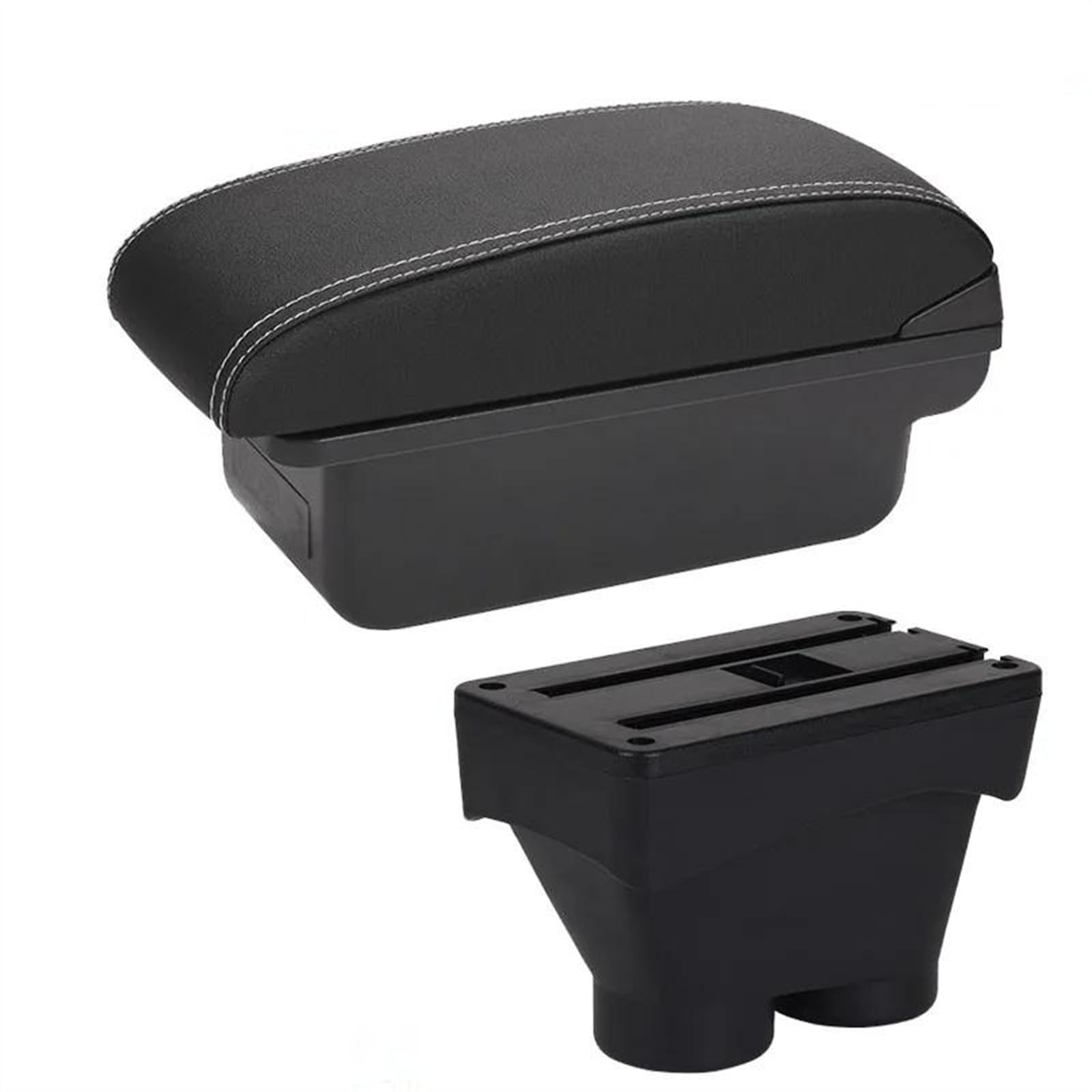 NMJLQW Storage Rack Car Center Console Storage Box Multifunctional Storage Box Interior Accessories For Peugeot 208 2012-2018(C3 Black white NOUSB)