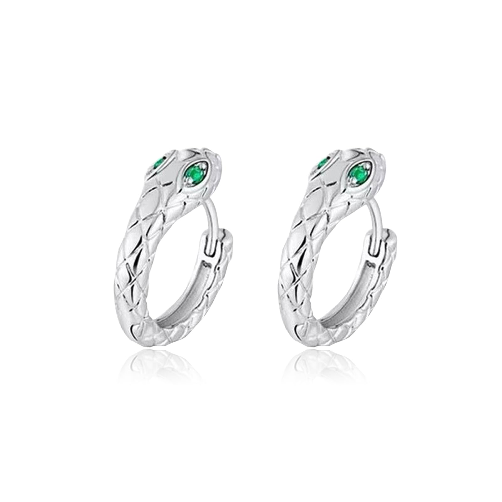 Snake Hoop Earrings for Men Women,Green Eye Black Eye Snake Earrings Dainty Shiny Cubic Zriconia Butterfly Hoop Earrings Hypoallergenic Jewelry ER78, Sterling Silver, No Gemstone