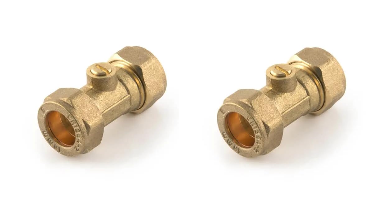 22.5 Team Controls Brass Tc Isolation Valves Isolating Valve Slotted 15Mm Compression Wras Approved Pack Of 2