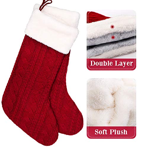 image for LimBridge Christmas Stockings, 2 Pack 18 inches Large Cable Knit Knitt