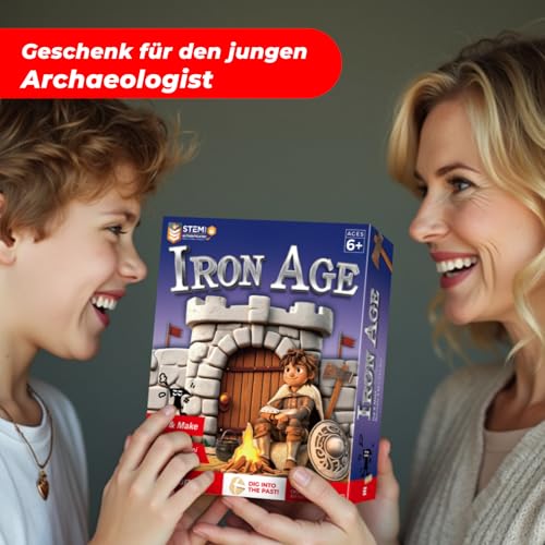 Image of EDUMAN Iron Ages Fossil Dig Kit for Kids, Dig it Up Ancient Creatures Kit, Archaeology Kits with Mining Kit Tools, Educational Toys & Stem Toys for Kids Age 6 for Boys Girls