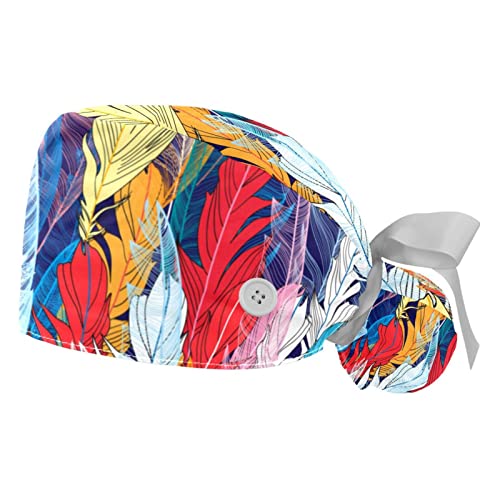 Chapeaux bouffants plumes colorées avec bandeau anti-transpiration pour le travail
