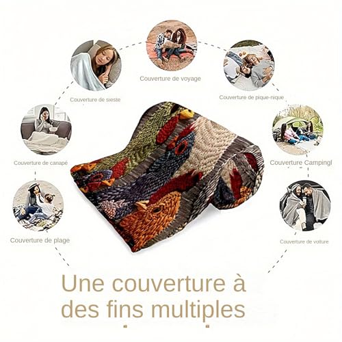 Couverture poulet en flanelle chaude et lavable pour canapé - 6