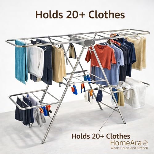 Image of Stainless Steel Cloth Dryer Stand | Double Zig-Zag Design for Efficient Drying | Space-Saving Foldable Design | Winger SS Foldable Clothes Drying Rack | Balcony & Home Use