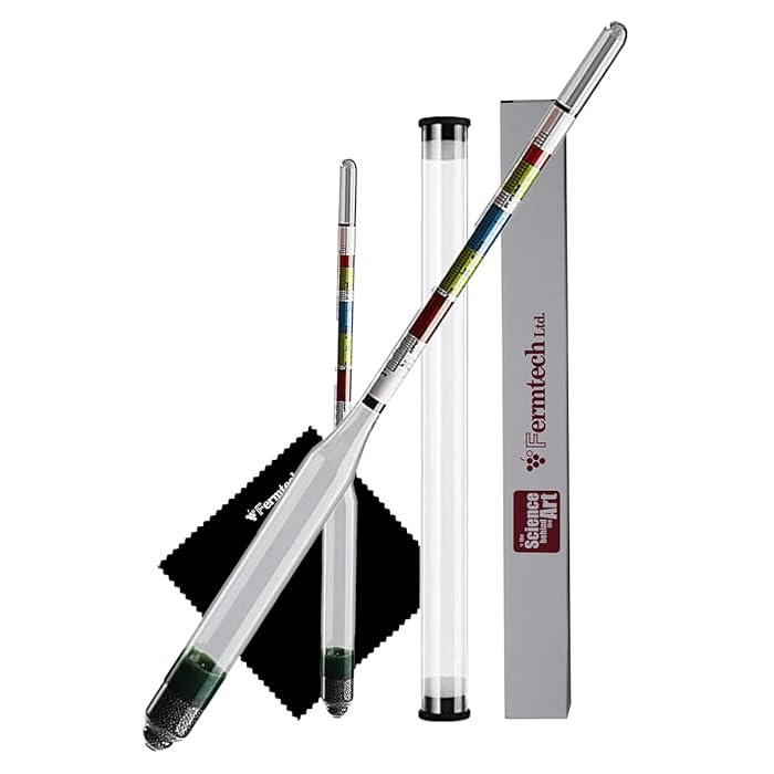 Buy Fermtech Glass Triple Scale Hydrometer. Test The ABV, Brix