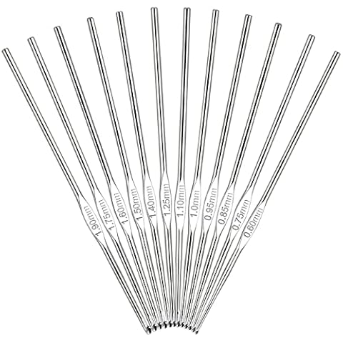Coopay Small Crochet Hooks Set, Fine Crochet Needles 12 Pack UK Size 0.6mm 0.75mm 0.85mm 0.9mm 1.0mm 1.1mm 1.25mm 1.4mm 1.5mm 1.6mm 1.75mm 1.9mm, Little Hooks for Lace Making Fine Knitting Projects Cover