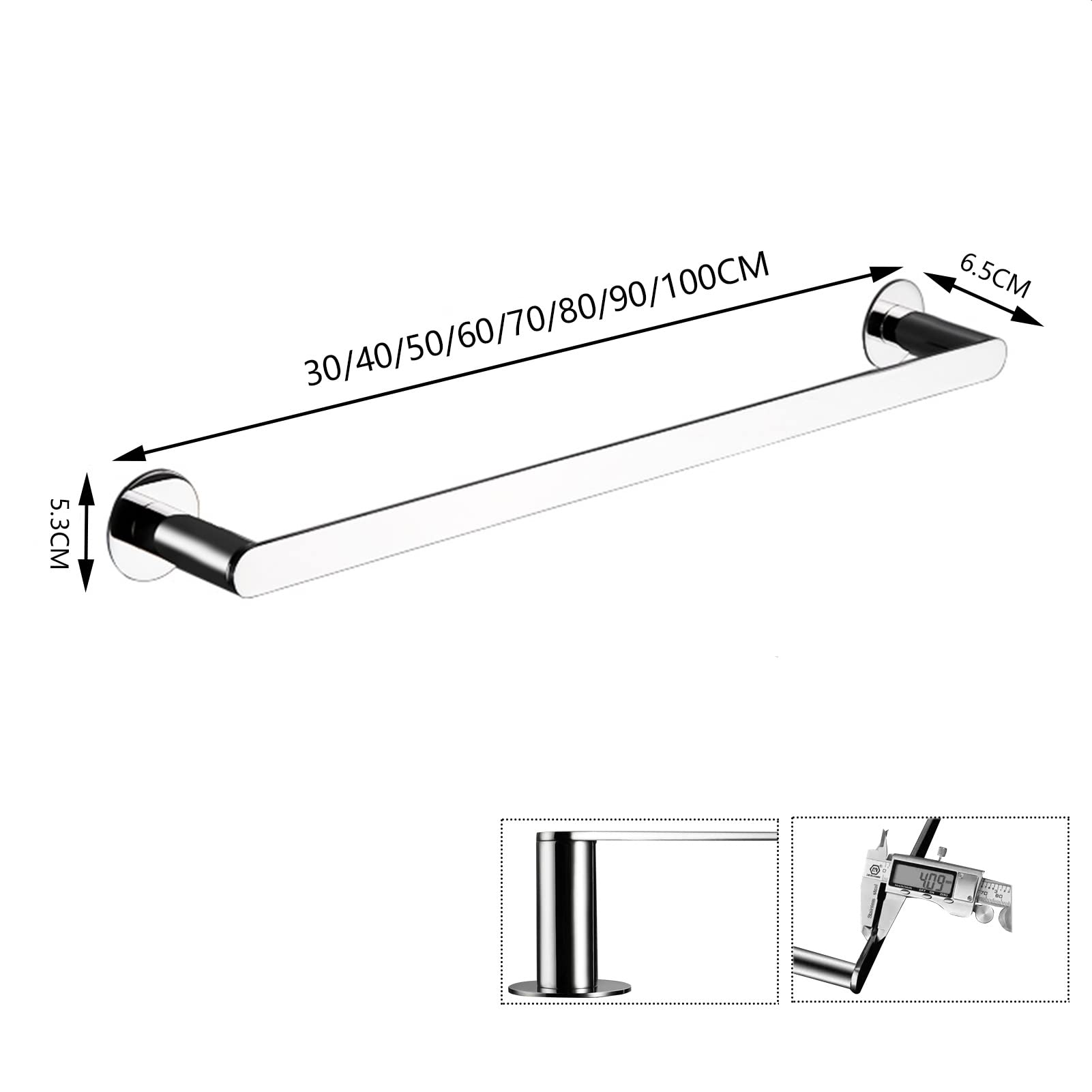 Portasciugamani in Acciaio Inossidabile, Portasciugamani Rotondo Porta Asciugamani a Parete Porta Asciugamani per Bagno o Cucina, 30cm - 100cm Opzionale, Finitura Argento Lucido (Dimensioni