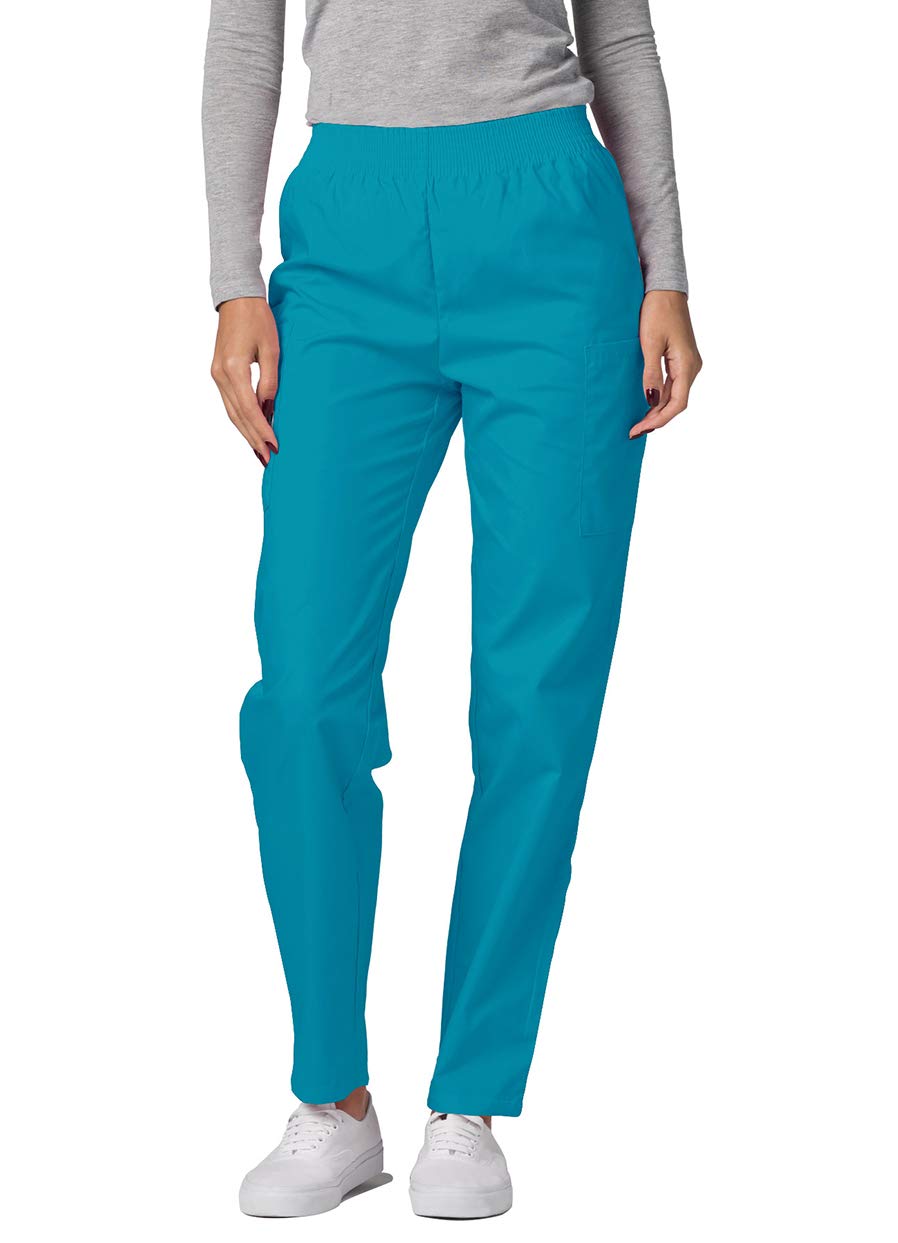 Adar Universal Scrubs for Women - Tapered Utility Cargo Scrub Pants - 503 - Teal Blue - M