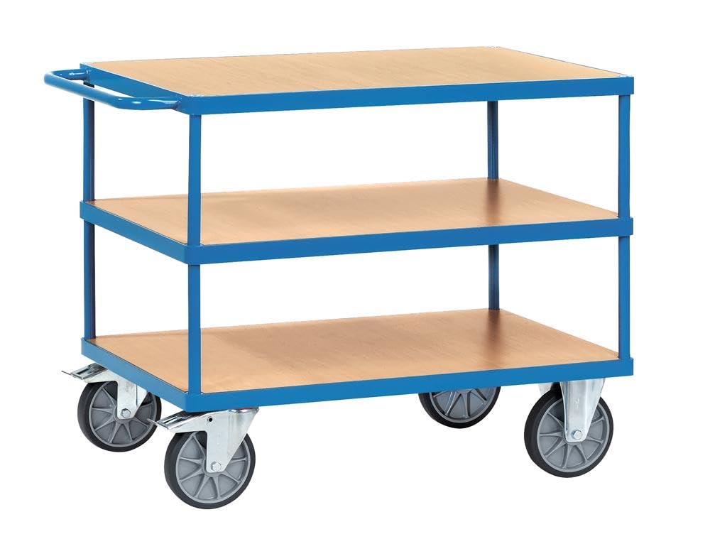 Fetra Transportgeräte mtpic2420 F 500 Regal Wagen mit Tablett, 3 rechteckig, 228 mm, 544 mm, 860 mm, 850 mm x 500 mm Plattform, 160 mm Rollen Durchmesser