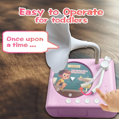 Image of Kids Music Record Player with Speakers - 96 Recorded & 8 DIY Discs, Bluetooth Song Story Machine, Portable Retro Phonograph for Toddlers in School Gifts for Boys Girls Ages 3-12 (Pink)