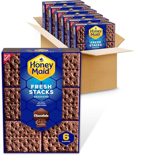 HONEY MAID Fresh Stacks Chocolate Graham Crackers, Bulk Travel Snacks, 6 Boxes (36 Multi Snack Packs)