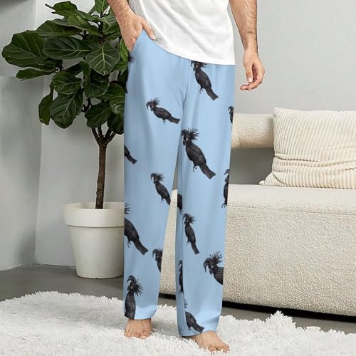 Black Cockatoo Bird Men's Pajama Pants Lightweight Pjs Bottoms Sleep Lounge Pant with Pocket Drawstring4