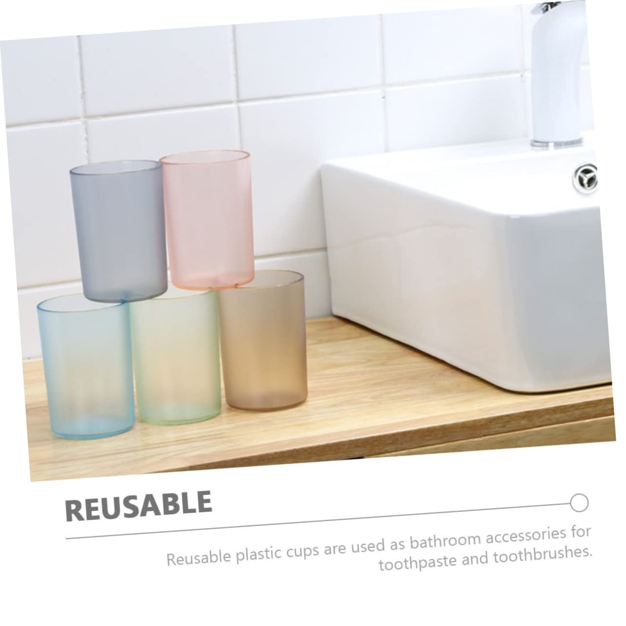 MUCKLILY 5pcs Mouthwash Cups Travel Tumblers Toothbrush Mugs for Bathroom Use Convenient and Easy to Clean