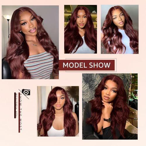 28 Inch Reddish Brown Lace Front Wigs Human Hair Pre Plucked 200 Density Body Wave Lace Frontal Wig Human Hair 13x4 HD Lace Brown wig with baby hair - Image 7