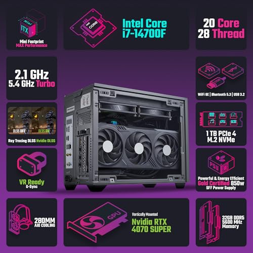 Image of Cooler Master NR2 Pro Mini ITX - Intel i7 14700F - NVIDIA GeForce RTX 4070 Super - 32GB DDR5 5600MHz - 1TB M.2 NVMe SSD - WiFi - Windows 11-280mm AIO Gaming PC