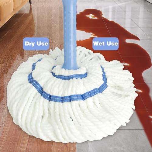 Image of Self-Wringing Twist Mop,57 inch Long Handle, House Accessories,Blue | Microfiber Floor Mop, House Accessories,Household Clean Mop for Tile, Hardwood, Kitchen, Bathroom, Patio, Garage