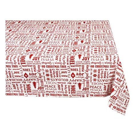 Yourtablecloth Holiday Printed Cotton Tablecloth (Red, 52x52 Square) Cover