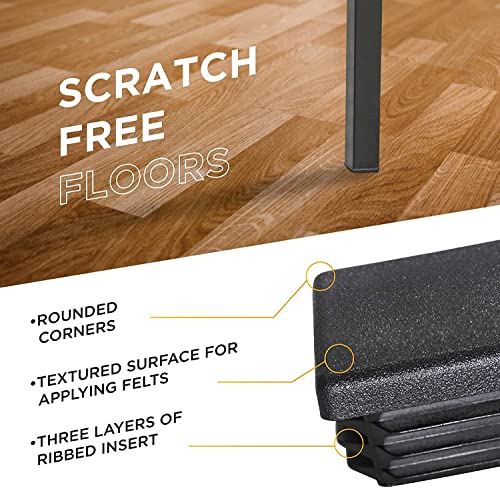 Image of Prescott Plastics 1 inchx 2 inch (25mm x 50mm) Rectangle Plastic Hole Plugs, Insert, Black End Caps for Metal Tubing, Fences, Glide Protection for Chair Legs and Furniture (10 Pack)