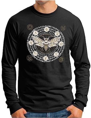 T-shirt manches longues tête de mort chauve-souris homme OM3 noir du S au 4XL