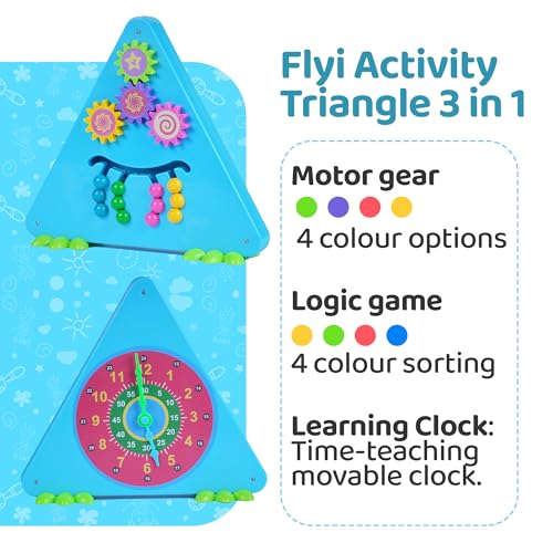 Image of FLYI Learning Clock for Kids | Early Educational Toys for 5+ Year Old, Time Learning Kit, Activity Toys Spin Gear & Logical Puzzle Montessori Toy Gift for Toddlers 3+ Years | Ideal Birthday Gift(Blue)