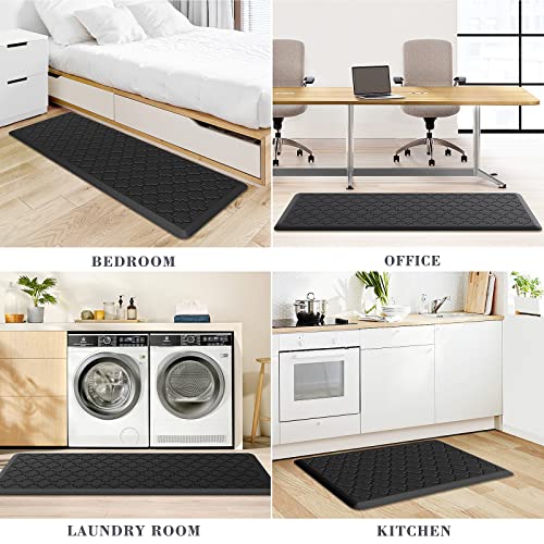 Image of Kitchen Mat [2 PCS] Cushioned Anti-Fatigue Floor Mat, Waterproof Non-Skid Ergonomic Comfort Foam Rugs, Standing Mat for Kitchen, Floor,Office, Sink, Laundry(Black)