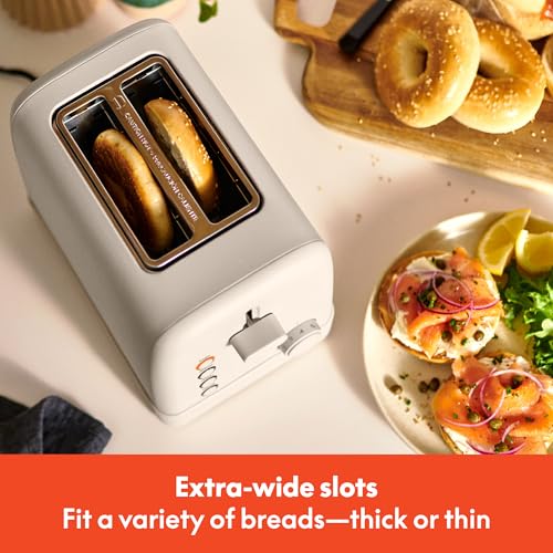 bella 2 Slice Toaster, 6 Setting Shade Control w Reheat, Cancel, Bagel & Defrost Buttons, Removable Crumb Tray, Anti Jam & Auto Shutoff, Auto Centering Guides & Cord Wrap, 900 Watt, Oatmilk - Image 5
